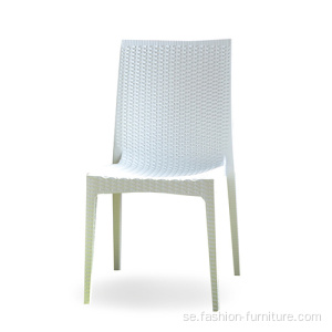 Vit rottingväv stapelbar plast armless stol